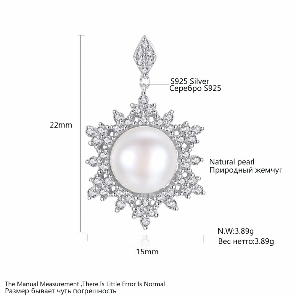 Vintage Snow CZ Stud Earrings Pearl Silver 925 Boho Gift