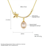 Silver Butterfly Pendant Necklace with Natural Pearl