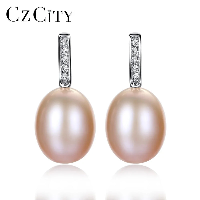 8-9mm Natural Pearl Stud Earrings 925 Sterling Silver Women Ear Stud