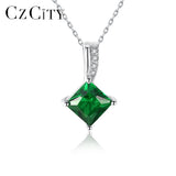 Emerald Green Gemstone Pendant Necklace 925 Sterling Silver