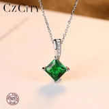 Emerald Green Gemstone Pendant Necklace 925 Sterling Silver