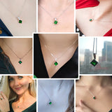 Emerald Green Gemstone Pendant Necklace 925 Sterling Silver