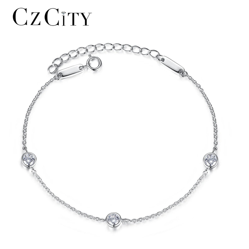 925 Silver Link Bracelet with Zirconia Stones