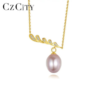 925 Silver Antlers Pearl Pendant Necklace for Women