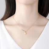 925 Silver Antlers Pearl Pendant Necklace for Women