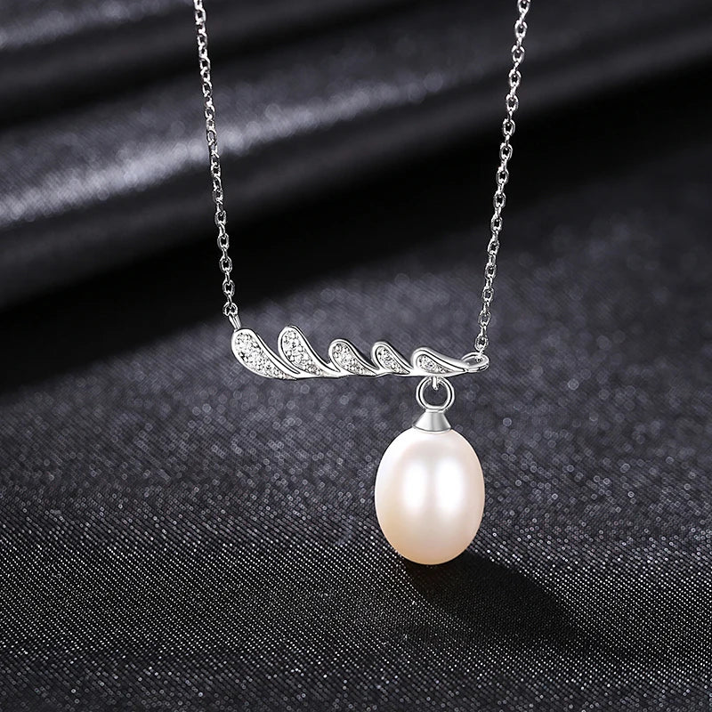 925 Silver Antlers Pearl Pendant Necklace for Women