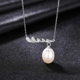 925 Silver Antlers Pearl Pendant Necklace for Women