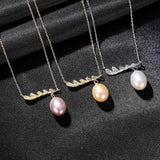 925 Silver Antlers Pearl Pendant Necklace for Women
