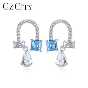 925 Silver U-Shape CZ Stud Earrings for Women