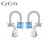 925 Silver U-Shape CZ Stud Earrings for Women