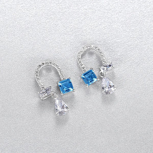925 Silver U-Shape CZ Stud Earrings for Women