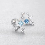 925 Silver U-Shape CZ Stud Earrings for Women