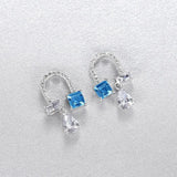 925 Silver U-Shape CZ Stud Earrings for Women
