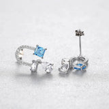 925 Silver U-Shape CZ Stud Earrings for Women
