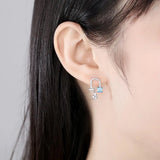 925 Silver U-Shape CZ Stud Earrings for Women