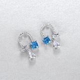 925 Silver U-Shape CZ Stud Earrings for Women
