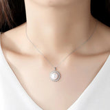 Natural Pearl Round Pendant Necklace 925 Sterling Silver Fine Jewelry