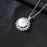 Natural Pearl Round Pendant Necklace 925 Sterling Silver Fine Jewelry