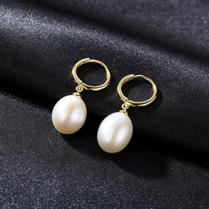 10-11mm Freshwater Pearl 925 Silver Hoop Earrings for Women Wedding