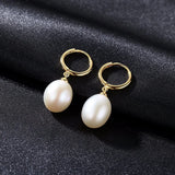 10-11mm Freshwater Pearl 925 Silver Hoop Earrings for Women Wedding