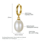 10-11mm Freshwater Pearl 925 Silver Hoop Earrings for Women Wedding