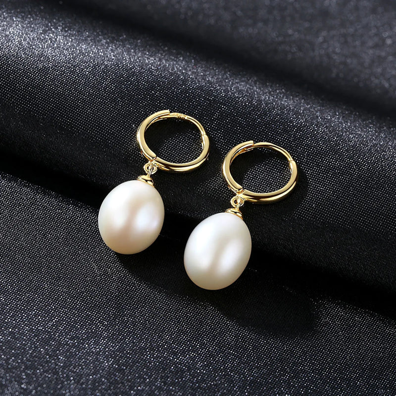 10-11mm Freshwater Pearl 925 Silver Hoop Earrings for Women Wedding
