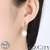 10-11mm Freshwater Pearl 925 Silver Hoop Earrings for Women Wedding