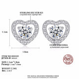 Tiny Zircon Heart Shape Silver Stud Earrings for Women