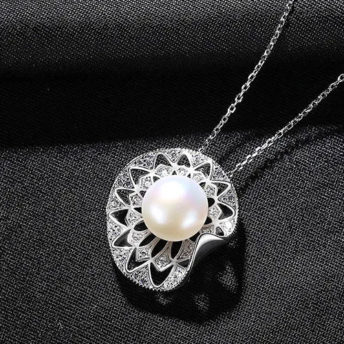 Pearl Pendant Necklace 925 Sterling Silver Fine Jewelry