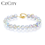 Crystal Bead Silver Adjustable Bracelet