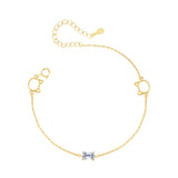 Cat Head CZ Adjustable Bracelet 925 Sterling Silver Plated 14K for Girls
