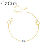 Cat Head CZ Adjustable Bracelet 925 Sterling Silver Plated 14K for Girls