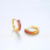 925 Silver Sterling Topaz Stud Earrings Pink 18k Plated Female Gift