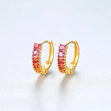 925 Silver Sterling Topaz Stud Earrings Pink 18k Plated Female Gift