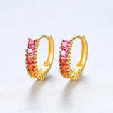 925 Silver Sterling Topaz Stud Earrings Pink 18k Plated Female Gift