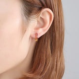 925 Silver Sterling Topaz Stud Earrings Pink 18k Plated Female Gift