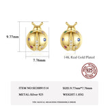Korea Rainbow CZ Stud Earrings 925 Sterling Silver Ladybug Boucle D'Oreille