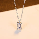 CZ S925 Silver Pendant Emerald Cut Zirconia Jewelry Women