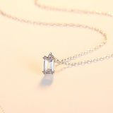 CZ S925 Silver Pendant Emerald Cut Zirconia Jewelry Women