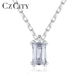 CZ S925 Silver Pendant Emerald Cut Zirconia Jewelry Women