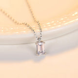 CZ S925 Silver Pendant Emerald Cut Zirconia Jewelry Women