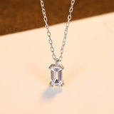 CZ S925 Silver Pendant Emerald Cut Zirconia Jewelry Women
