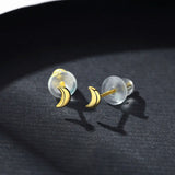 Zircon Round Stud Earrings Silver Jewelry for Women
