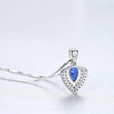 925 Sterling Silver CZ Heart Gemstone Pendant Necklace for Women