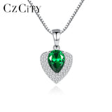 925 Sterling Silver CZ Heart Gemstone Pendant Necklace for Women