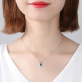 925 Sterling Silver CZ Heart Gemstone Pendant Necklace for Women
