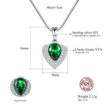 925 Sterling Silver CZ Heart Gemstone Pendant Necklace for Women