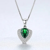 925 Sterling Silver CZ Heart Gemstone Pendant Necklace for Women