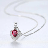 925 Sterling Silver CZ Heart Gemstone Pendant Necklace for Women
