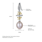 Double Pearl Drop Earrings 925 Silver Wedding Vintage Woman Gift